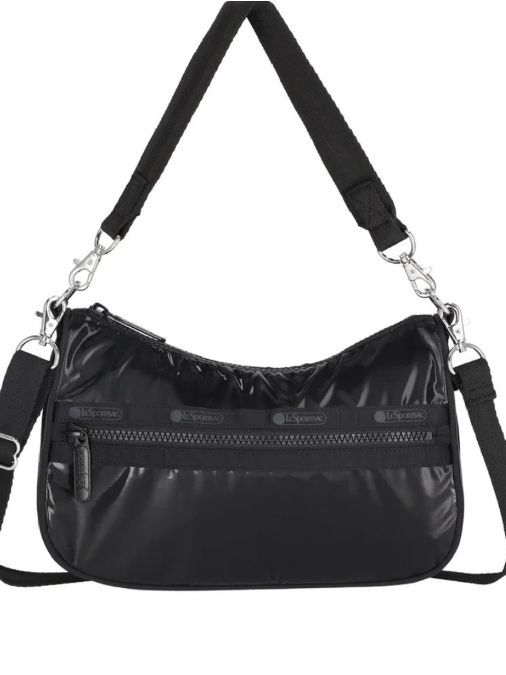 NWT LeSportsac Black Gloss Convertible Shoulder Bag